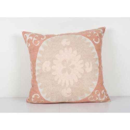Vintage Neutral Pink Suzani Pillow Fashioned from a Mid-20th | Cushion in Pillows by Vintage Pillows Store