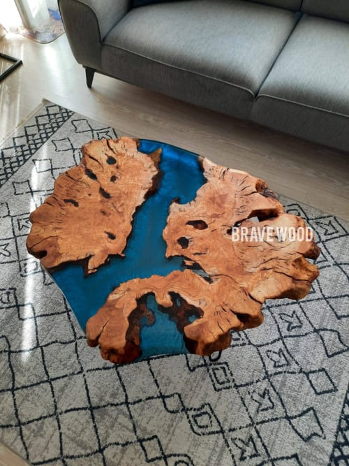 Olive epoxy table, coffee table, river table | Tables by Brave Wood