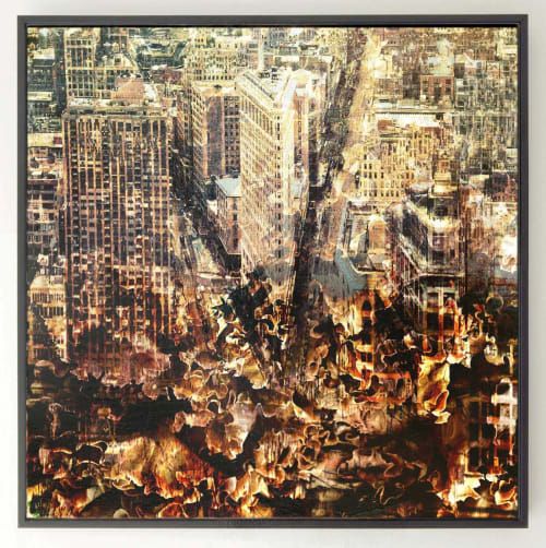 New York 55 – Amber Toned Cityscape Painting | Paintings by Dario Moschetta