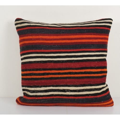 Anatolian Square Striped Kilim pillow cover | Linens & Bedding by Vintage Pillows Store