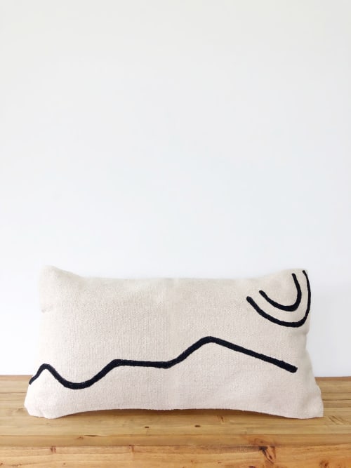 Navarre Handwoven Lumbar Pillow Cover - Black | Pillows by Coastal Boho Studio