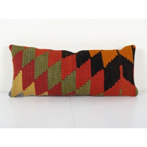 Handmade Geometrical Kilim Pillow Cover, Ethnic Wool Colorfu | Pillows by Vintage Pillows Store