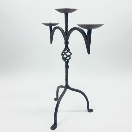 Hand Forged Iron Candelabra 23″ (58cm) | Decorative Objects by Edecra