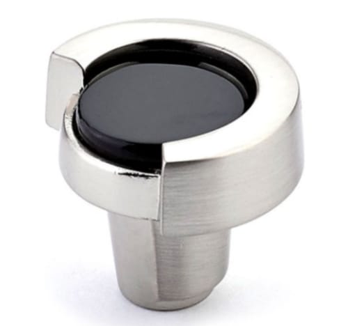 Astratto Black Round Knob With Satin Nickel Finish | Hardware by Windborne Studios