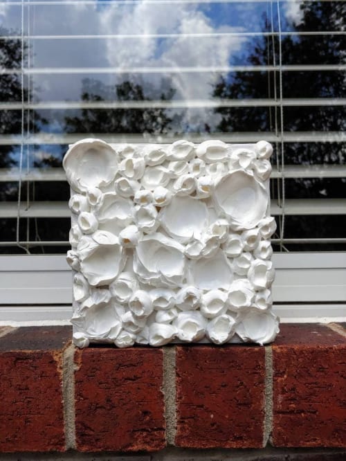 White textural painting, white sculptured wall decor | Paintings by Natasha Kanevski