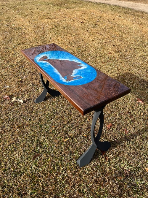 Custom ordered island walnut table WITH WAVES!! | Console Table in Tables by Pelican State Woodworks
