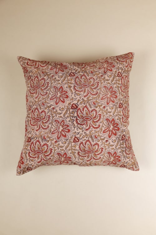 Amber Bloom Kalamkari Pillow | Pillows by Ninéh