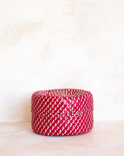 Oaxacan Woven Tortilla Basket - Crimson | Storage Basket in Storage by MINNA