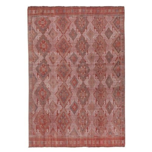 Classic Handwoven Pastel Pale Color Diamond Pattern Turkish | Rugs by Vintage Pillows Store