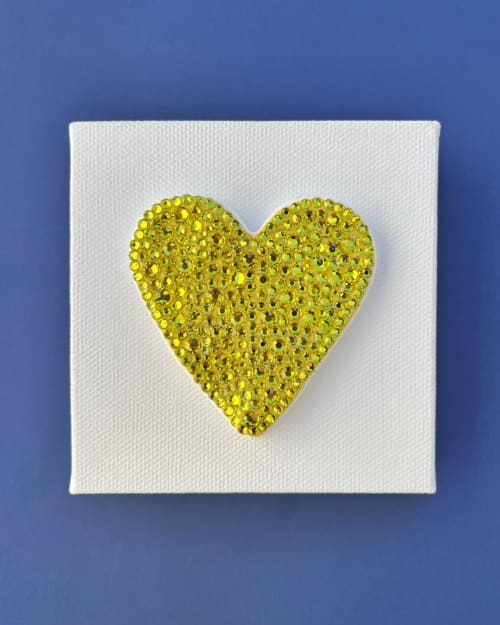 Yellow Heart Crystal 4" x 4" | Paintings by Emeline Tate