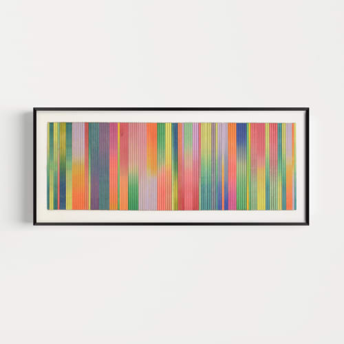 Irregular Narrow Stripe Colour Study Painting, Landscape Ombre | Mixed Media in Paintings by Amelia Coward