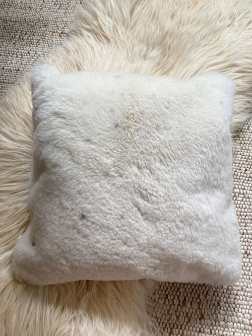 18”’x 18” Ivory Shearling Sheepskin Pillow #5 | Cushion in Pillows by East Perry