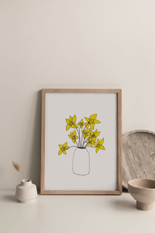 Daffodils Art Print, Welsh Gift, Yellow Floral Drawing | Wall Hangings by Carissa Tanton