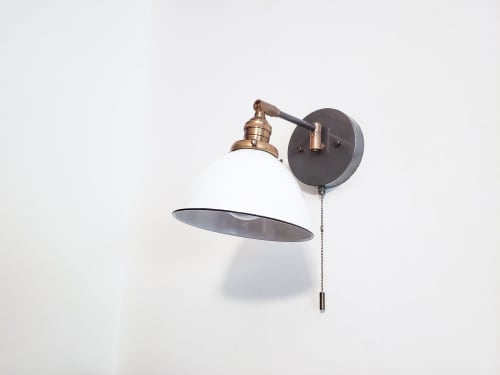 Swing Arm Bedside Reading Wall Light - Brass and Gray Patina | Sconces by Retro Steam Works