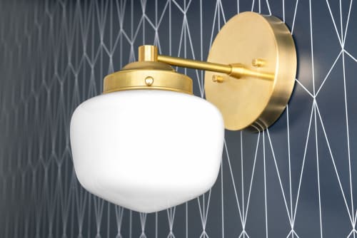 Schoolhouse Sconce - Opal Globe Wall Sconce - Model No. 7321 | Sconces by Peared Creation