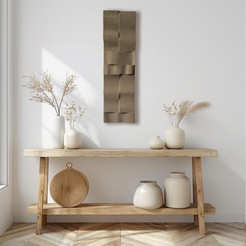 Modern 3D Textured Wall Art – Sandy Beige Sculptural Plaster Painting – Handmade Brown Home Decor – Unique Housewarming Gift | Wall Hangings by Vaiva Art Atelier