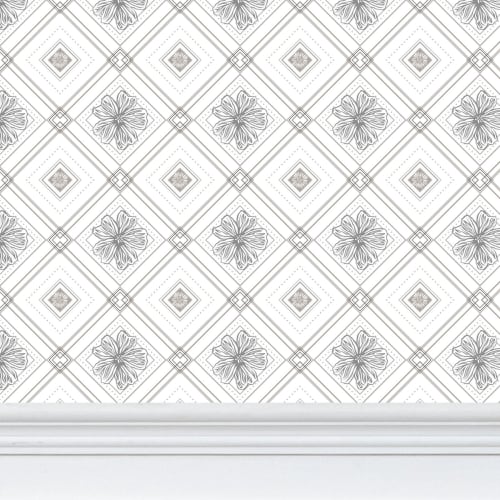Trellis - Violet and Aster - Greyscale - Small Print | Wallpaper in Wall Treatments by Sean Martorana