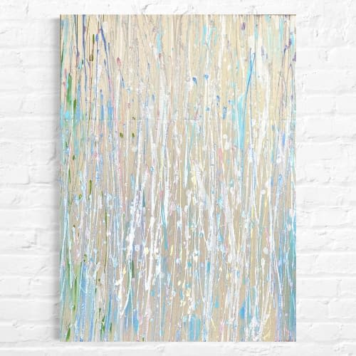 Shimmering Pearl Blue Abstract Art | Mixed Media by NAMYOONSOOART