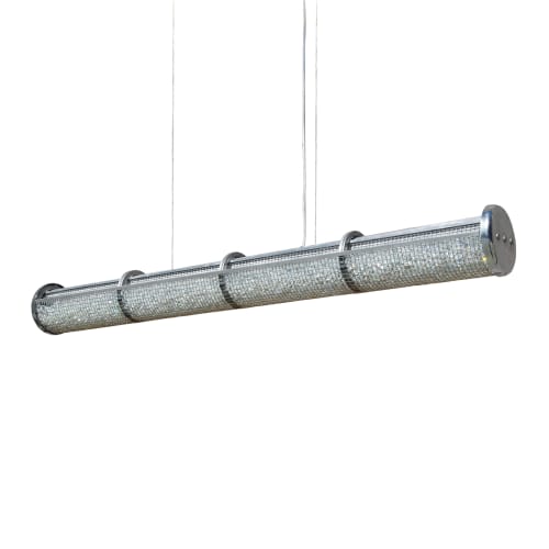 Crystal Cage LED Long Linear Suspension Aluminum | Pendants by Michael McHale Designs