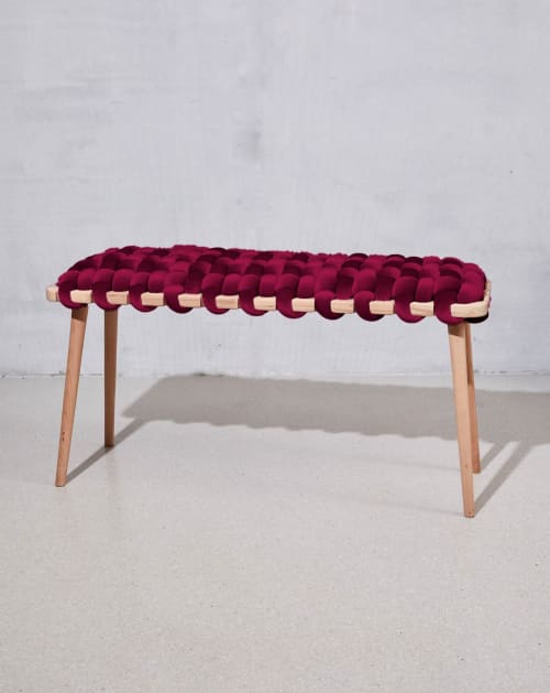 Purple Velvet Woven Bench | Benches & Ottomans by Knots Studio