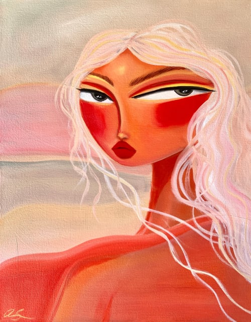 Am I Tan Yet? 16"x20" Oil on Canvas | Oil And Acrylic Painting in Paintings by Amy Straley