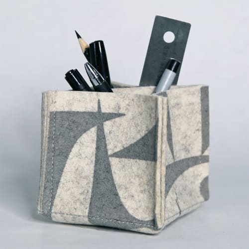 Pen/Pencil Desk Organizer GeoJazz Grey | Decorative Objects by Lorraine Tuson