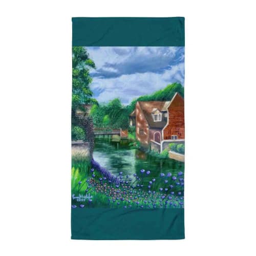 Towel - River Melody - Impressionist Landscape Art | Work by Eman's Gallery