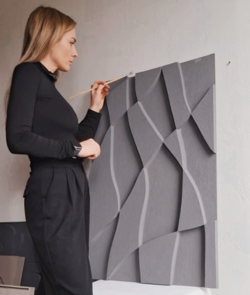 Textured 3D Geometric Wall Art - Modern Abstract Relief Sculpture | Wall Hangings by Vaiva Art Atelier