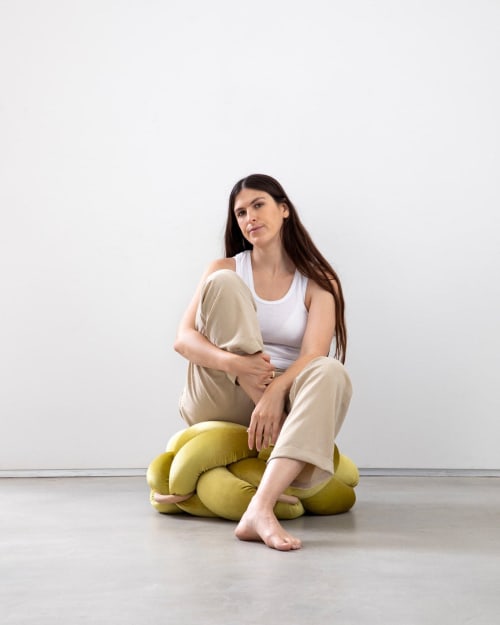 (M) Citron Knot Ottoman | Benches & Ottomans by Knots Studio