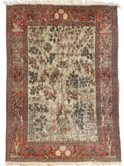 MOTHER BIRD & CHILDREN | Tree of Life Esfahan | Cream | Area Rug in Rugs by The Loom House
