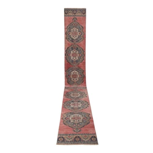 Vintage Geometric Design Turkish Anatolian Runner Rug | Rugs by Vintage Pillows Store