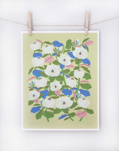 Magnolia Print Chartreuse | Prints by Leah Duncan