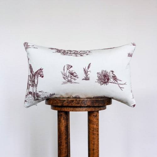 Ruby Red Western Toile Lumbar Pillow 12x20 | Pillows by Vantage Design