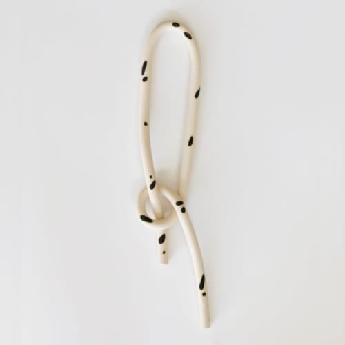 Clay Object 24 - Black Dots Long Loop | Sculptures by OBJECT-MATTER / O-M ceramics
