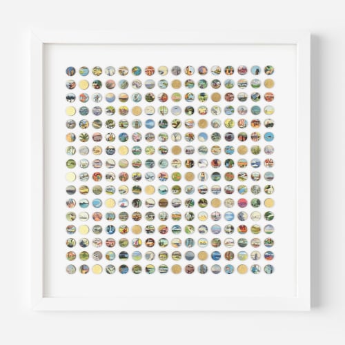 Two Hundred and Fifty Six Encyclopedia Dots Collage with Gold Leaf | Paintings by Amelia Coward