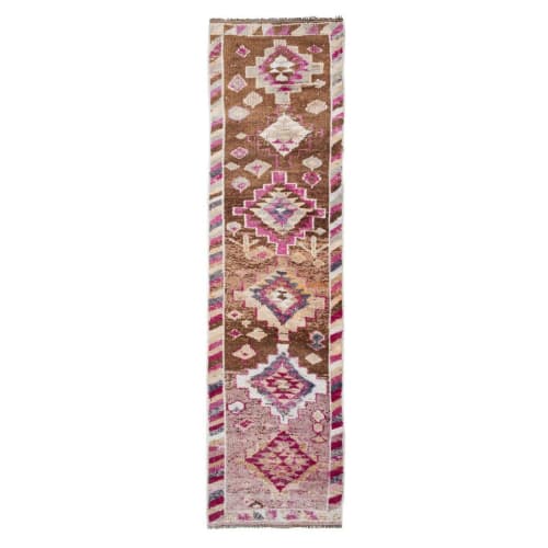 Mid 20th Century Faded Vintage Herki Runner 2'8" X 9'5" | Rugs by Vintage Pillows Store