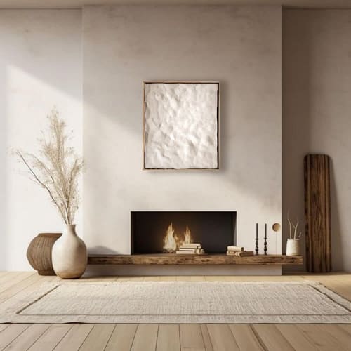 Textured Wall Art – Sculptural Painting in Wooden Frame, Modern Minimalist Home Decor, Unique Handmade Housewarming Gift | Wall Sculpture in Wall Hangings by Vaiva Art Atelier