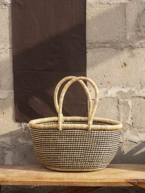 Market Black/Natural Stripe Basket | Storage Basket in Storage by AKETEKETE