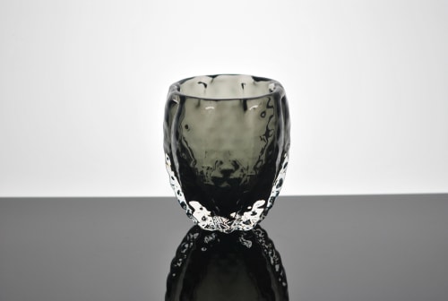 Smoke Campfire Crackle Votive | Candle Holder in Decorative Objects by Tucker Glass and Design`