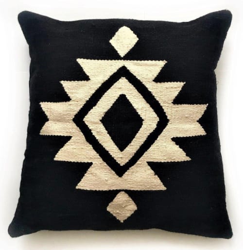 Black Bella Handwoven Cotton Decorative Throw Pillow Cover | Pillows by Mumo Toronto