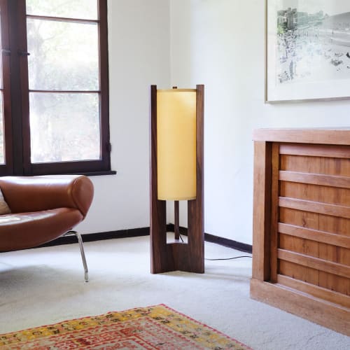 Japanese inspired Mid-Century Walnut Floor Lamp | Lamps by James Mankoff Design
