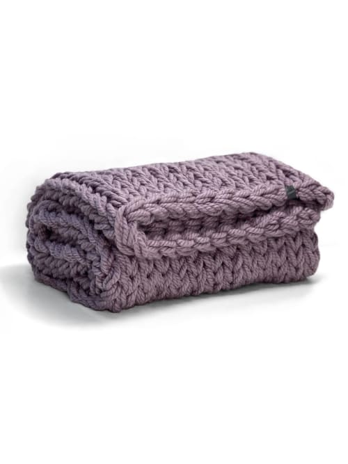 Chunky knit blanket lavender | Linens & Bedding by Anzy Home