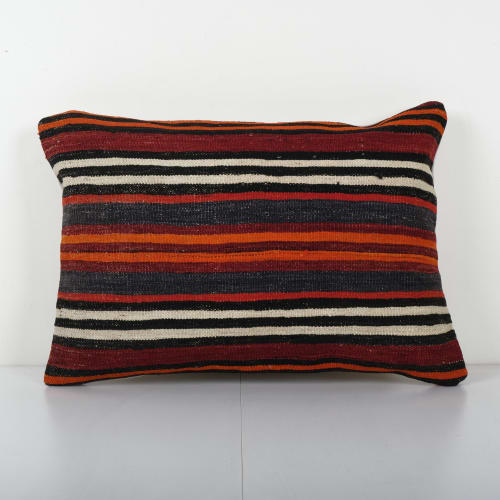 Handmade Organic Striped Lumbar Pillow Cover, Ethnic Chair D | Pillows by Vintage Pillows Store