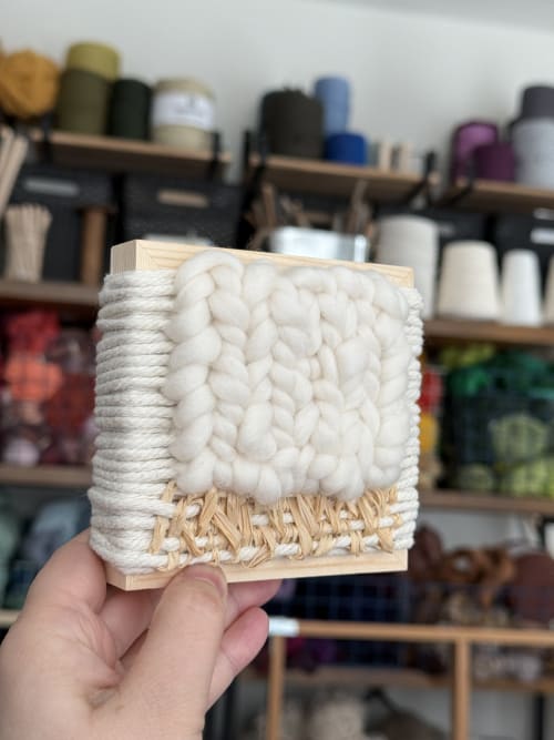 Mini Woven Tile - Neutrals No. 3 | Wall Sculpture in Wall Hangings by Mpwovenn Fiber Art by Mindy Pantuso