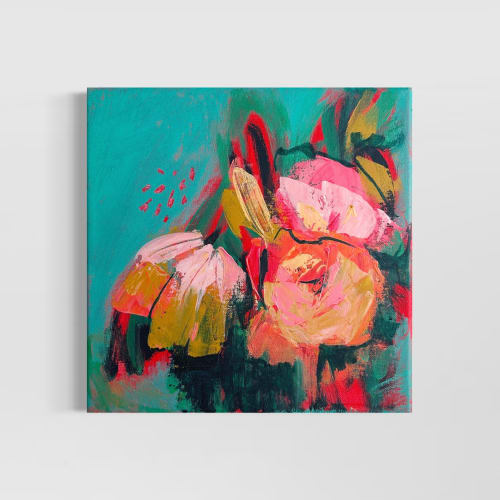"Electric Bouquet 1" - 10" x 10" | Paintings by Stacy Kron Creative