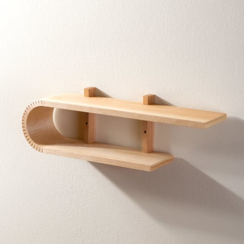 Handmade Bent Wood Wall Shelf: Mid Century Modern Floating Bookshelf | Shelving in Storage by Spacecraft Furnishing
