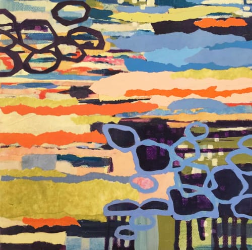 Linked Loops, Warm | Mixed Media in Paintings by Kathy Ferguson Art
