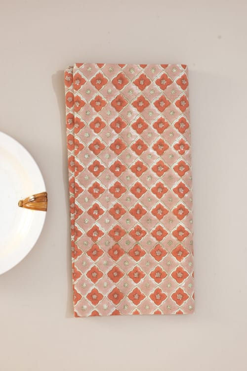 Jaipur Trellis Block Print Napkins, Set of 4 | Linens & Bedding by Ninéh