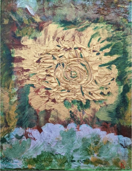 Green Treasure | Oil And Acrylic Painting in Paintings by Parineeta Patel- Nature Inspired Cosmic Abstracts