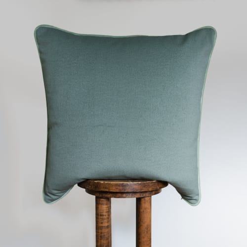 Pistachio Green with Light Green Velvet Welt Pillow 24x24 | Pillows by Vantage Design